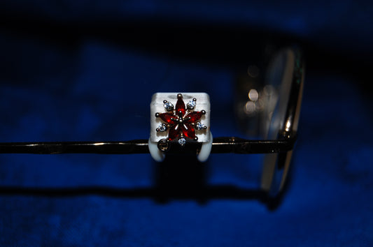 Red Jeweled Flower Charm